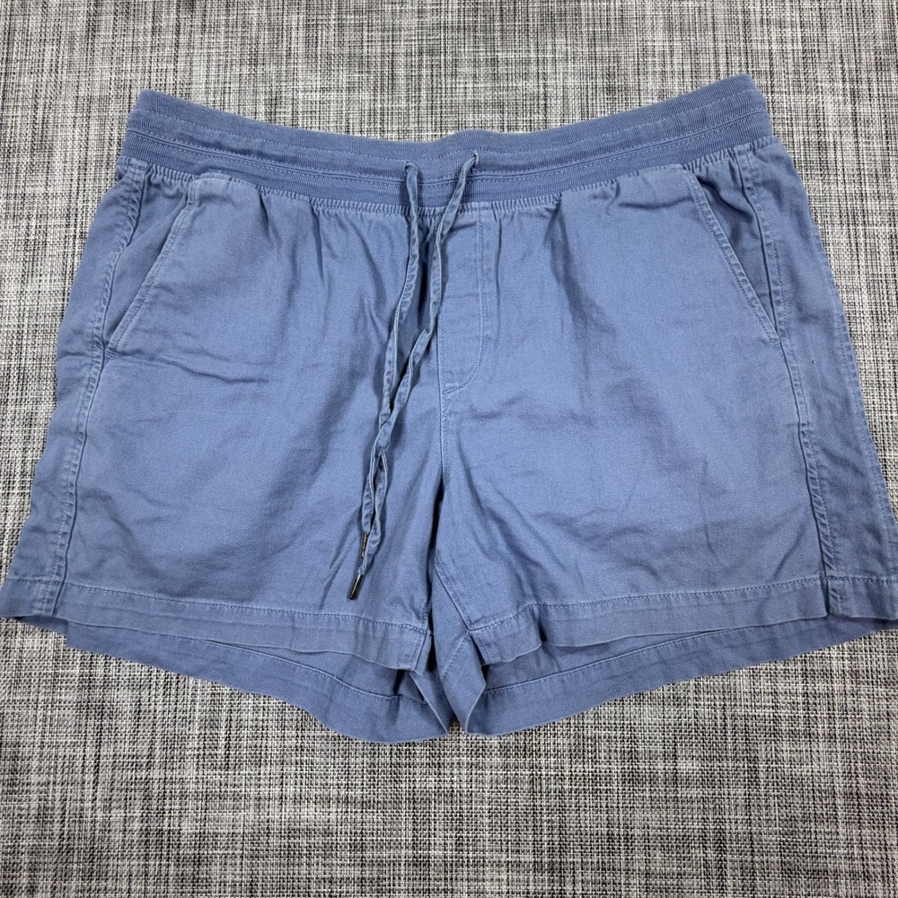 Orvis Womens XL Blue Cotton Lyocell Shorts Drawstring Elastic Waist Pull On